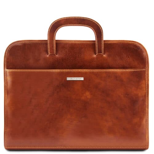 leren documentenmap Sorrento cognac voorkant