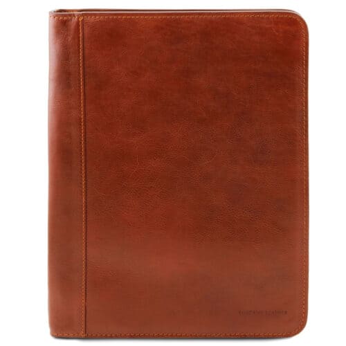 a4 leren schrijfmap Luigi XIV cognac voorkant