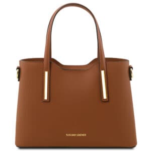 leren damestas Olimpia cognac voorkant