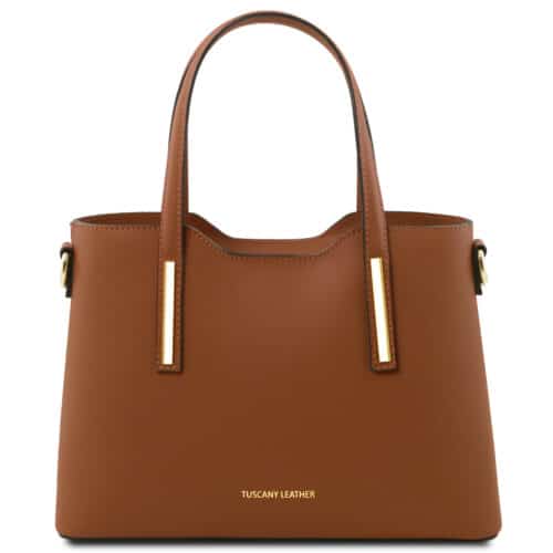 leren damestas Olimpia cognac voorkant