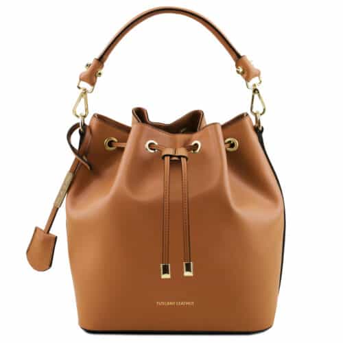 leren damestas Vittoria cognac voorkant
