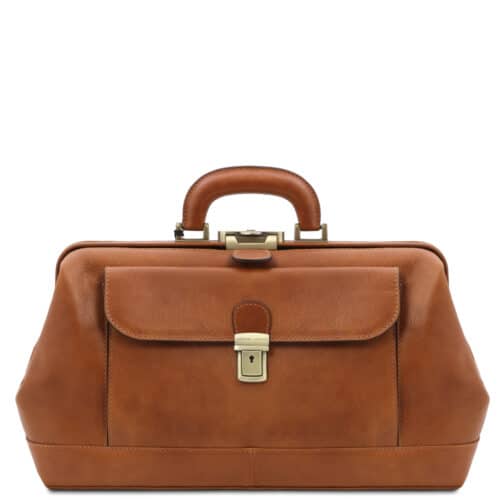 leren dokterstas Bernini cognac voorkant