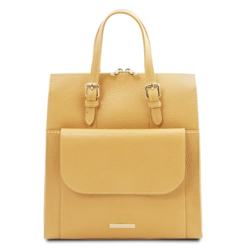 leren rugzak dames TL bag 11 geel voorkant