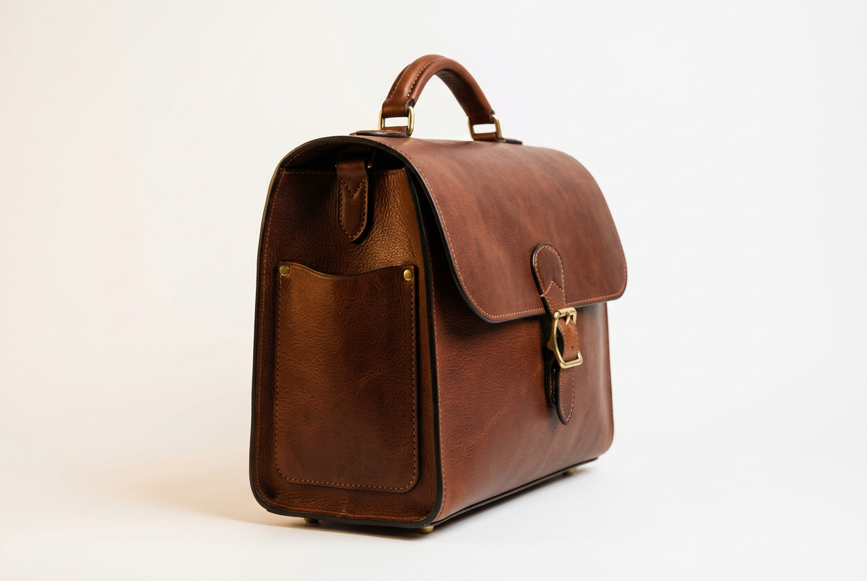 leren laptoptas Pisa bruin handvat