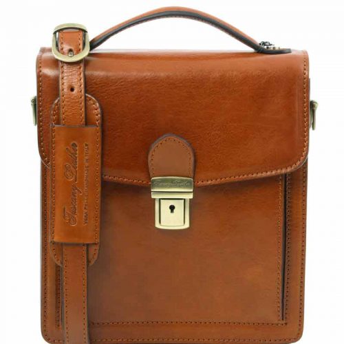 leren herentas David cognac voorkant