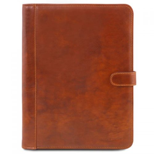 a4 leren schrijfmap Adriano cognac voorkant